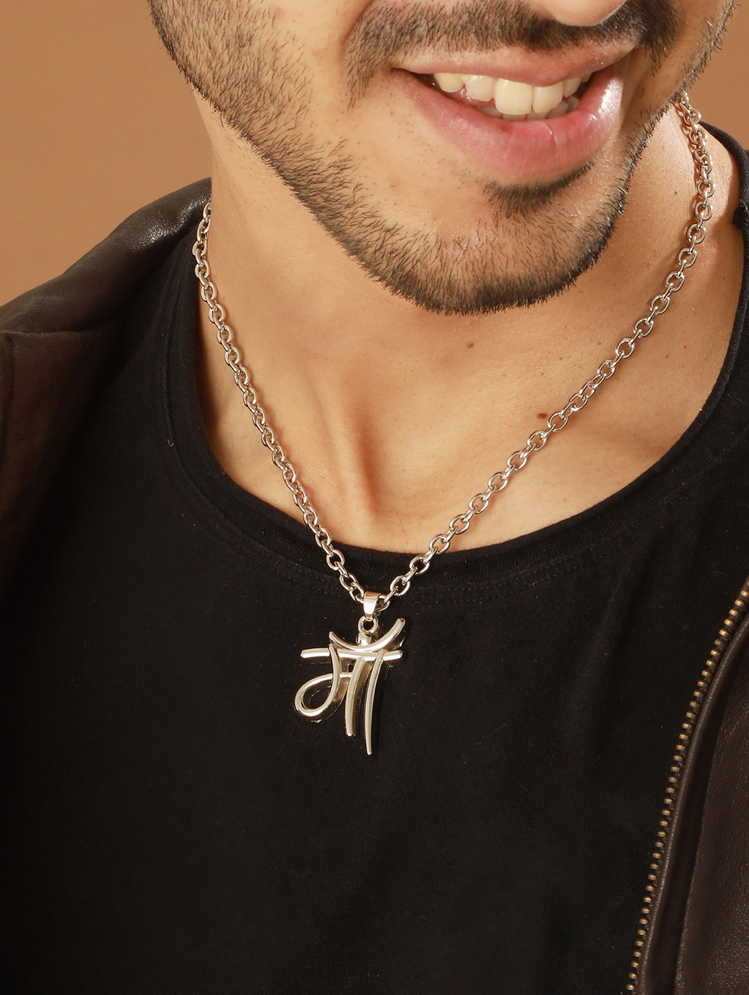 Bold by Priyaasi MAA Pendant with Silver-Plated Link Chain for Men