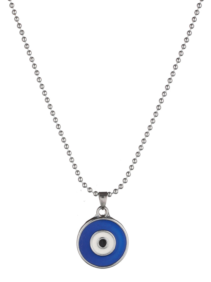 Bold by Priyaasi Evil Eye Pendant with Silver-Plated Beaded Chain for Men
