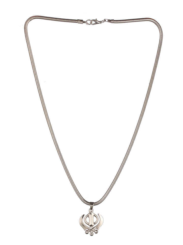 Bold by Priyaasi Khanda Pendant with Silver-Plated Chain for Men