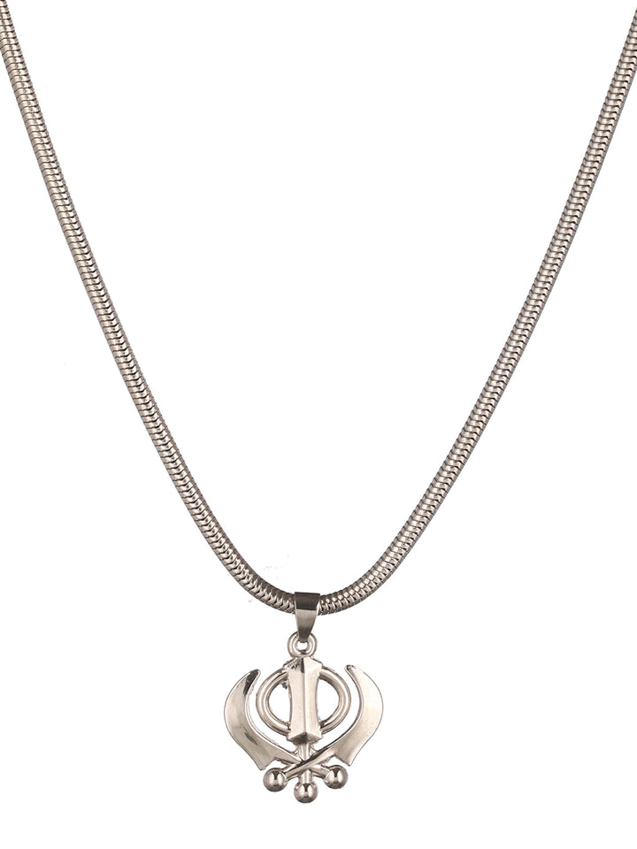 Bold by Priyaasi Khanda Pendant with Silver-Plated Chain for Men