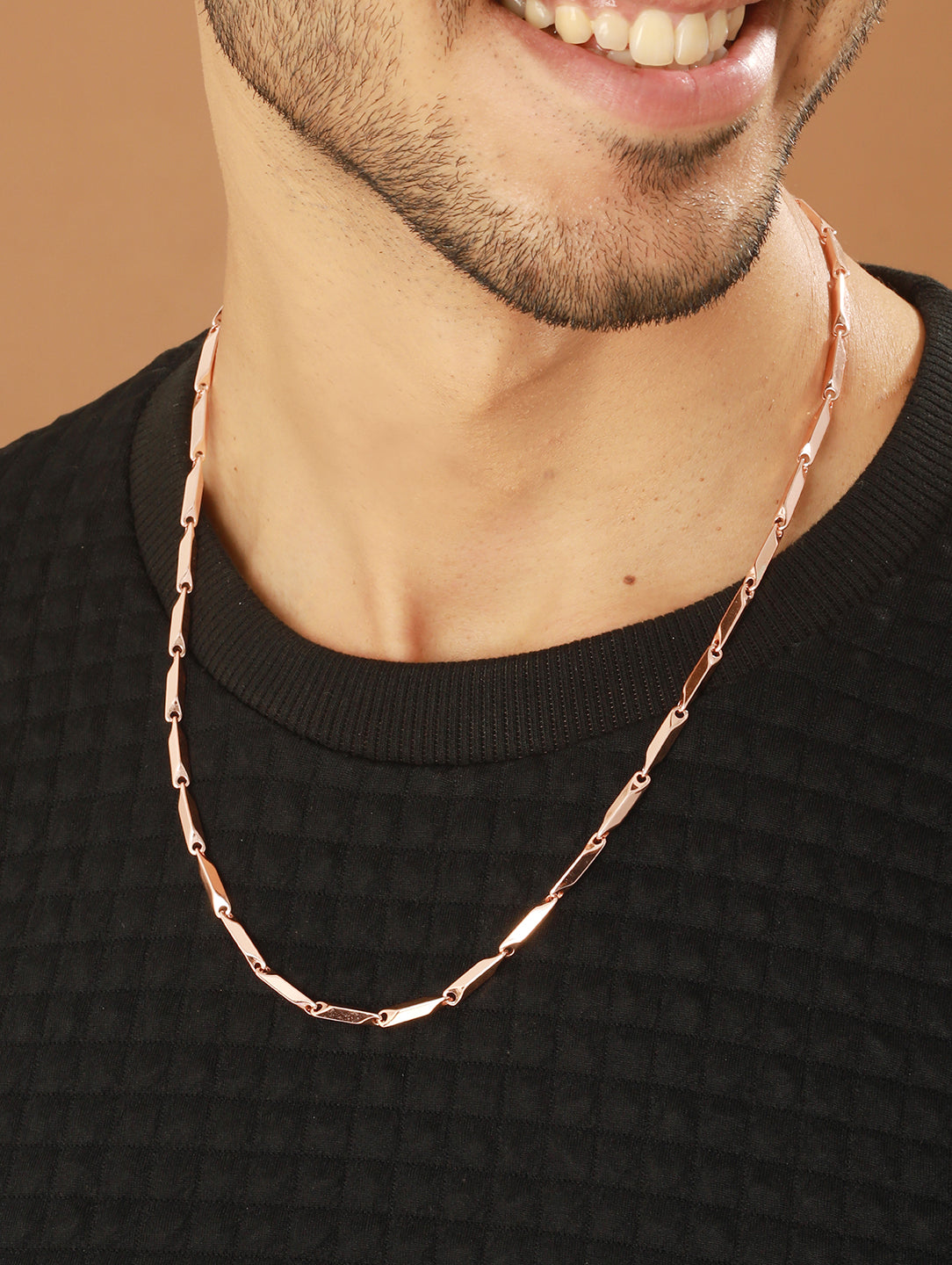 Mens rose gold on sale necklace