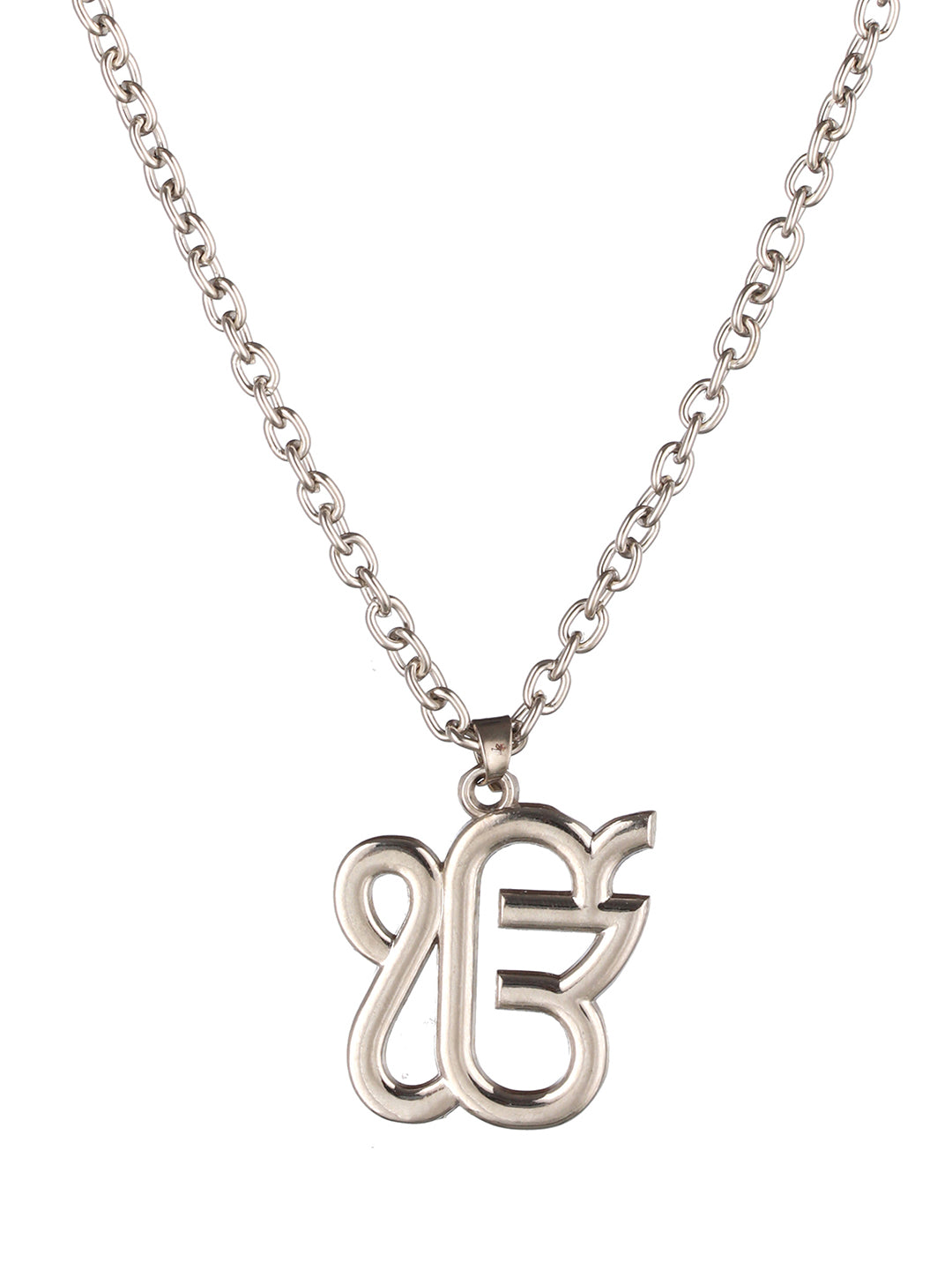 Bold by Priyaasi Ek Onkar Pendant with Silver-Plated Link Chain for Men