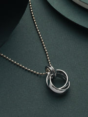 Bold by Priyaasi Interlinked Rings Pendant with Silver-Plated Chain for Men