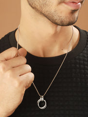 Bold by Priyaasi Interlinked Rings Pendant with Silver-Plated Chain for Men