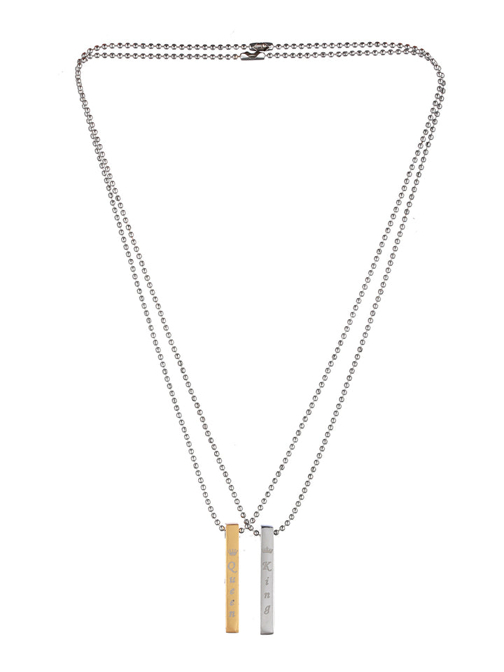 Bold by Priyaasi King Queen Cuboid Pendant with Beaded Chain for Men