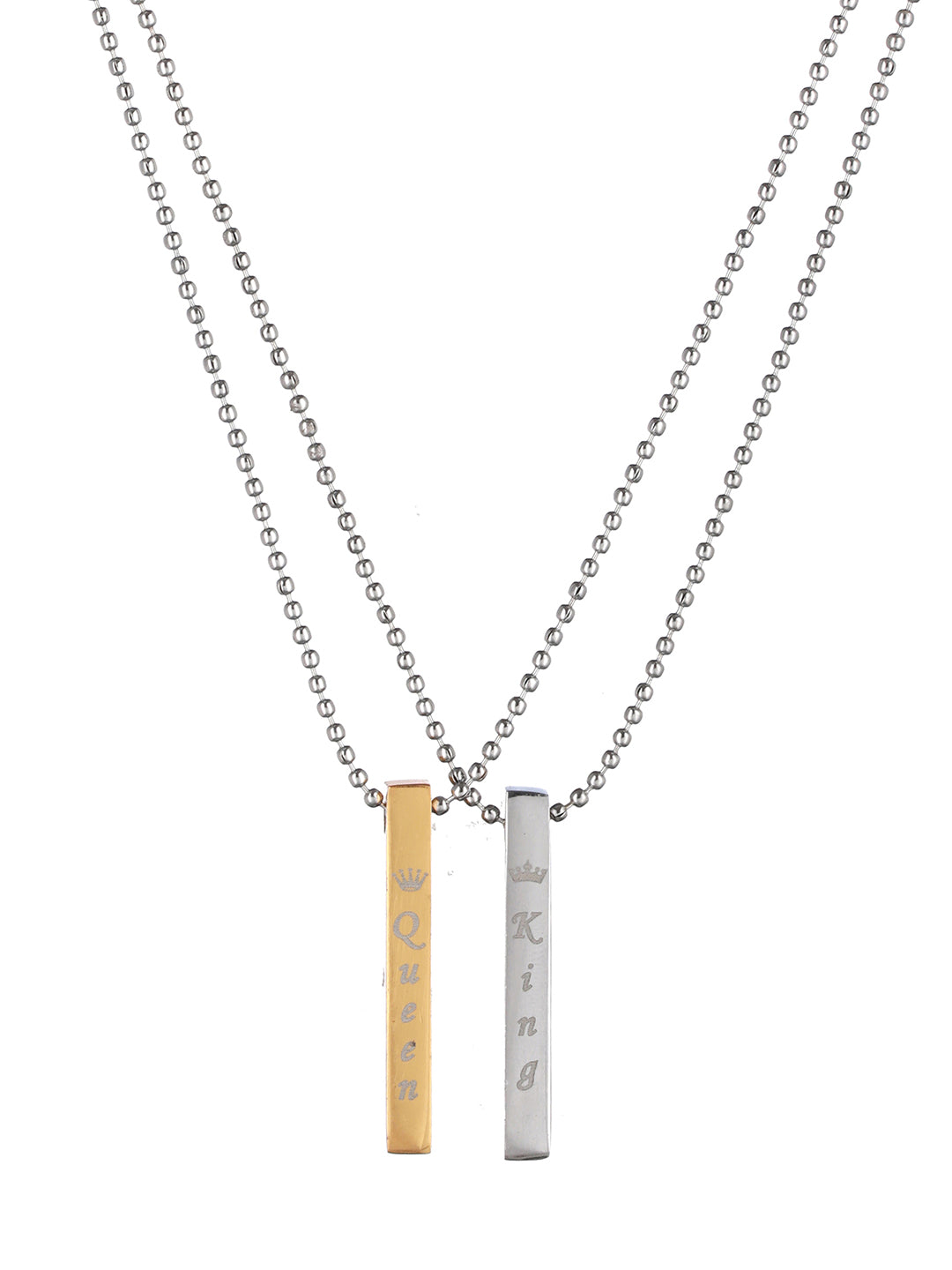 Bold by Priyaasi King Queen Cuboid Pendant with Beaded Chain for Men