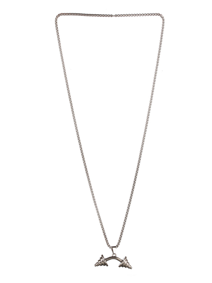 Bold by Priyaasi Curved Barbell Pendant with Silver-Plated Chain for Men