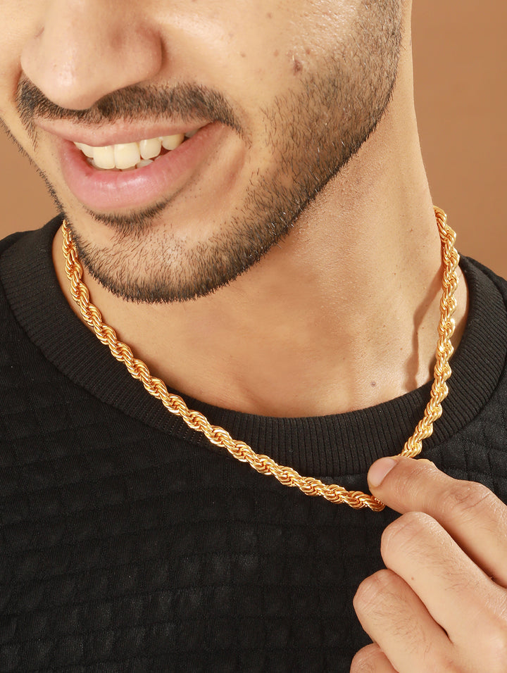 Bold by Priyaasi Trendy Gold-Toned Rope Neck Chain for Men