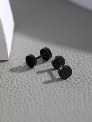 Bold by Priyaasi Black Round Stud Earrings for Men - 7 mm