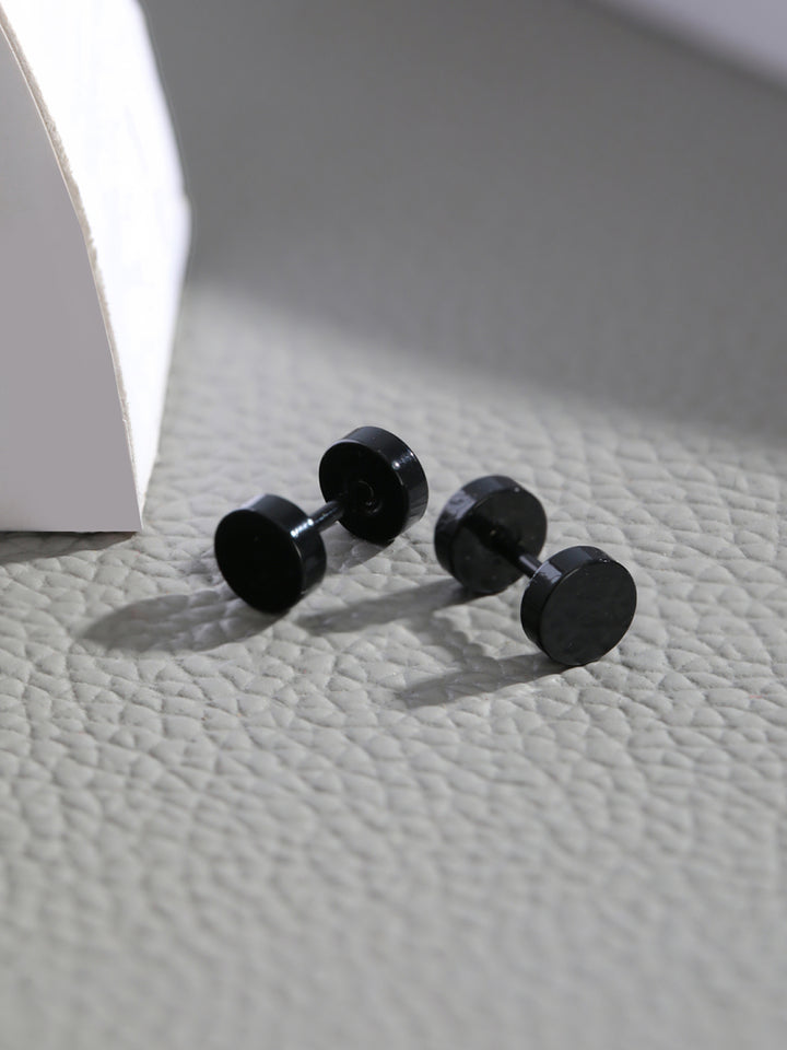 Bold by Priyaasi Black Round Stud Earrings for Men - 6 mm