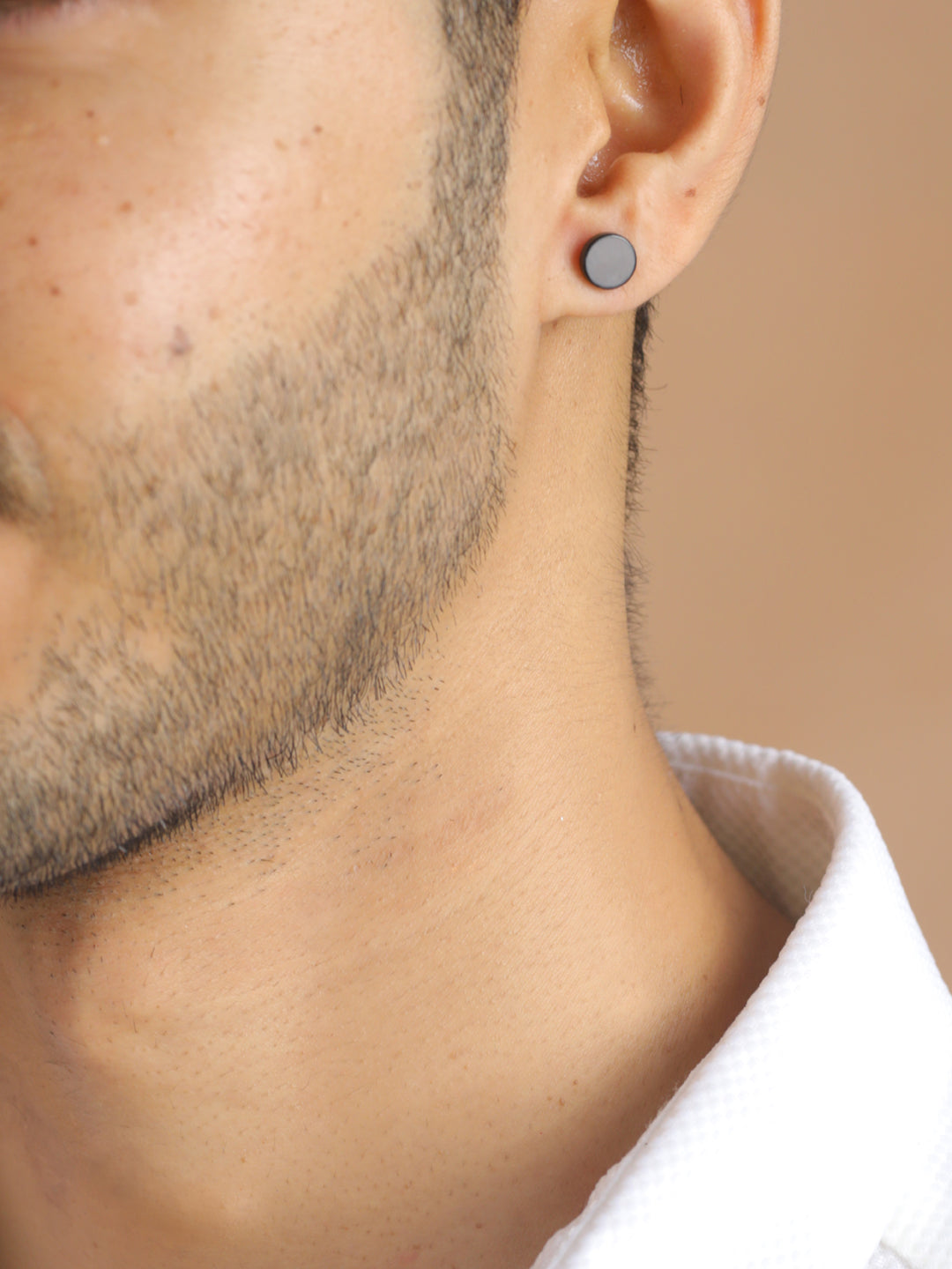 Bold by Priyaasi Black Round Stud Earrings for Men - 8 mm