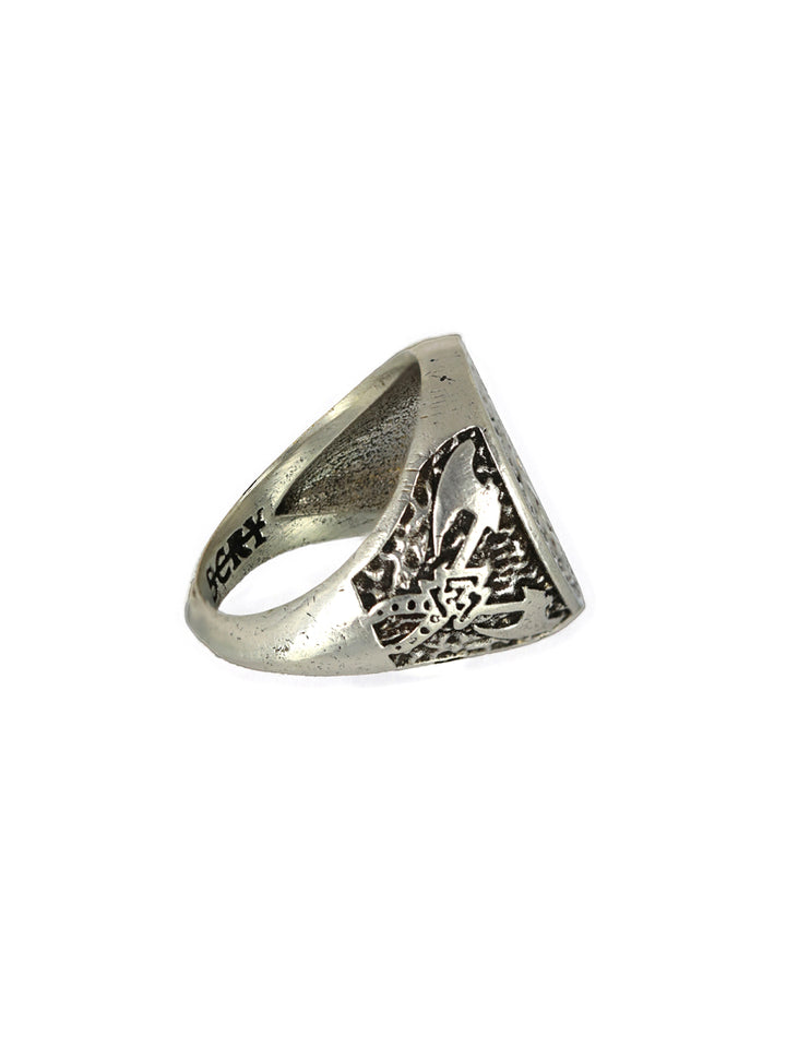 Bold by Priyaasi Trishul Chakra Silver-Plated Ring for Men
