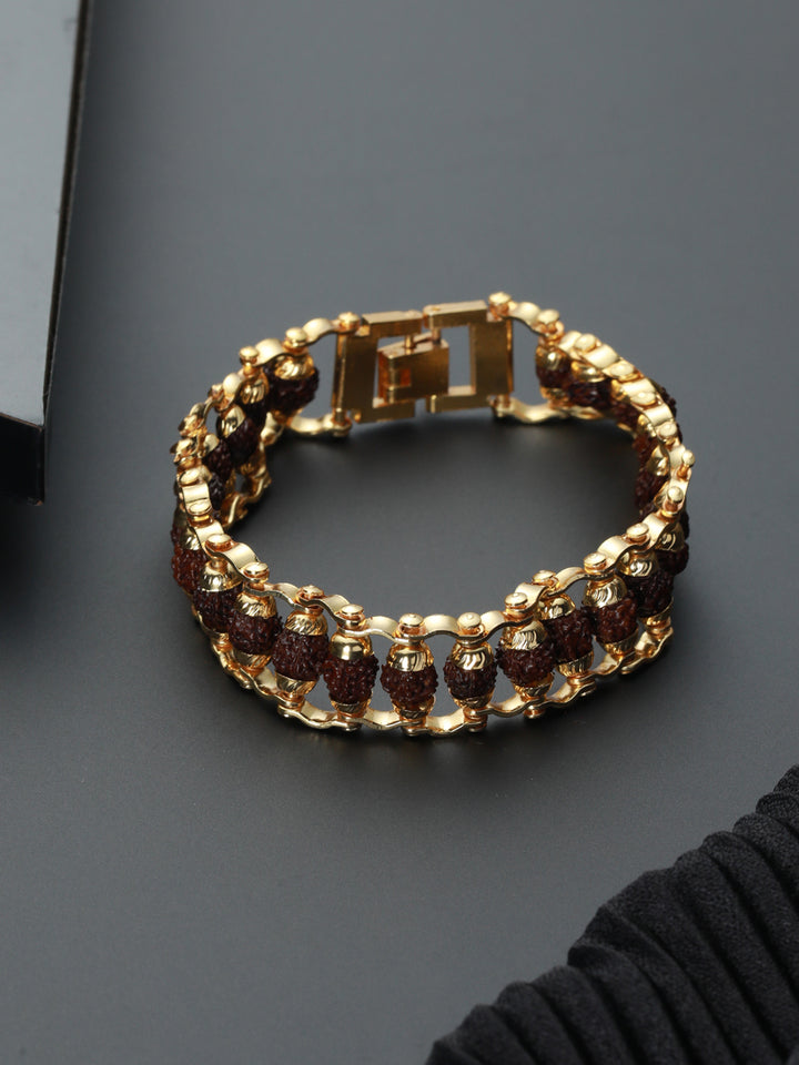 Bold by Priyaasi Rudraksha Band Gold-Plated Bracelet for Men