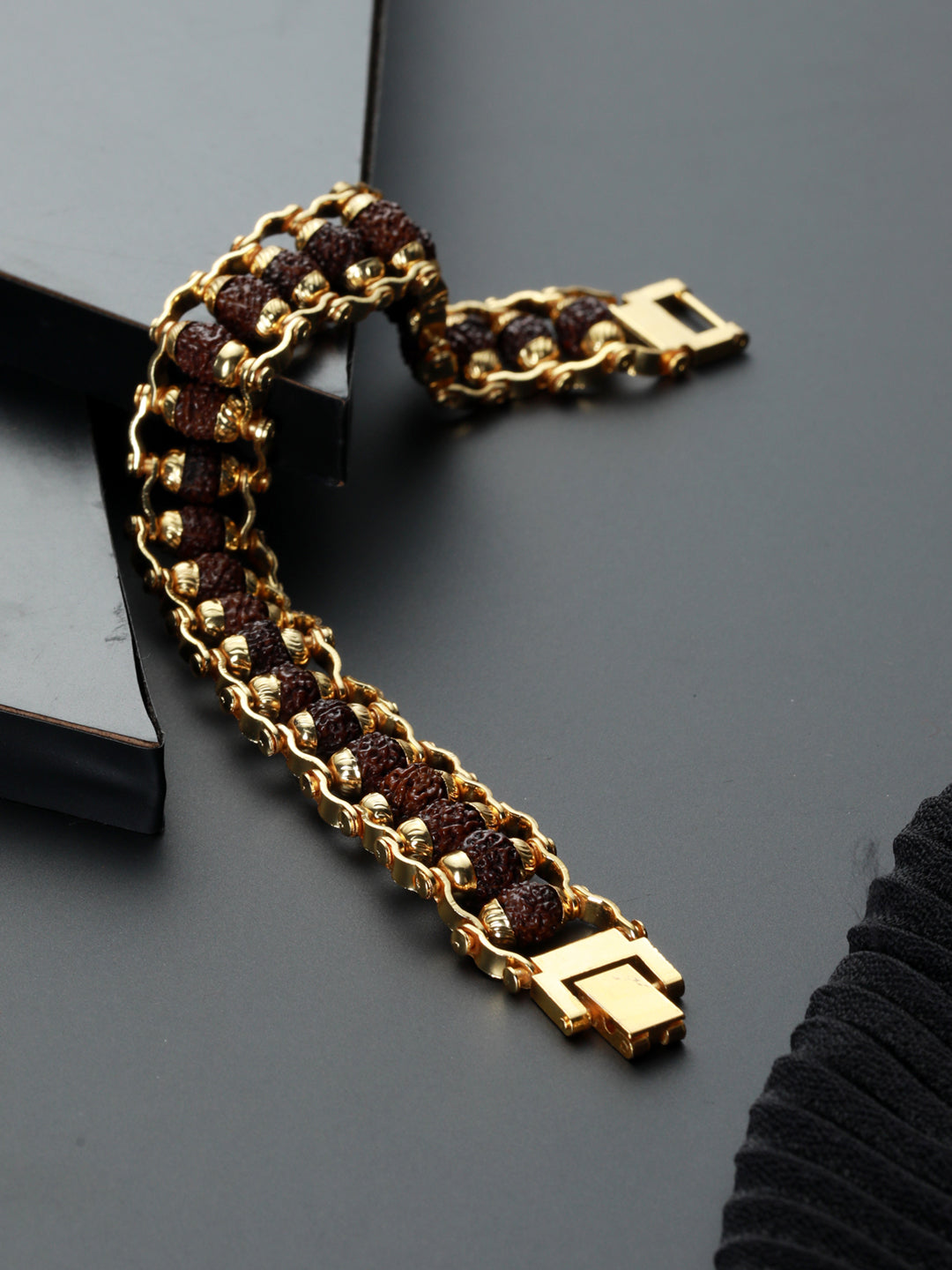 Bold by Priyaasi Rudraksha Band Gold-Plated Bracelet for Men
