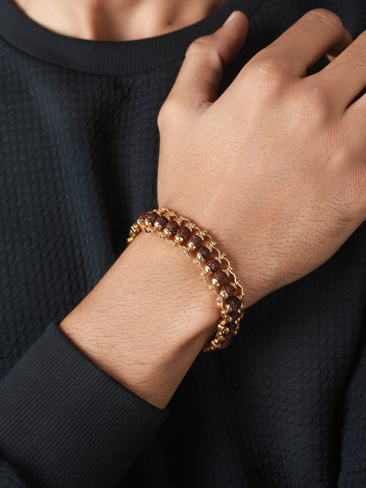 Bold by Priyaasi Rudraksha Band Gold-Plated Bracelet for Men