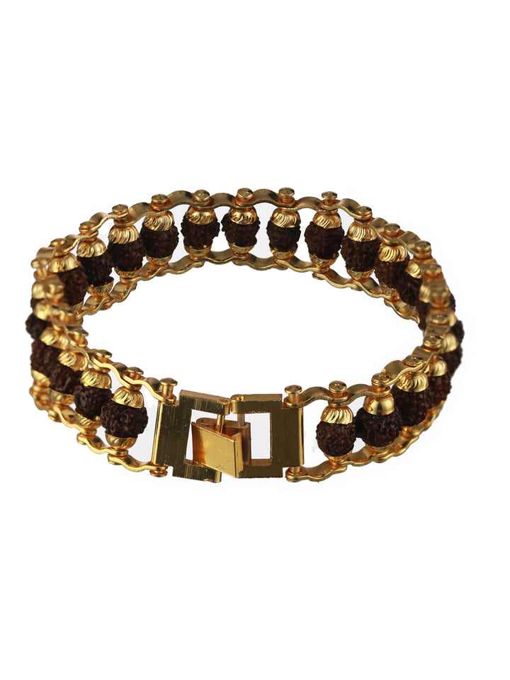 Bold by Priyaasi Rudraksha Band Gold-Plated Bracelet for Men