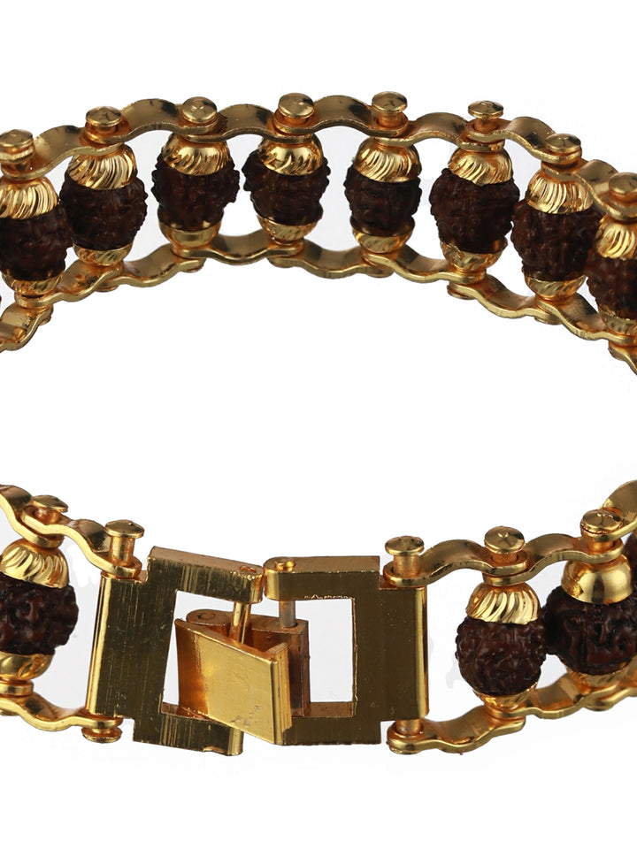 Bold by Priyaasi Rudraksha Band Gold-Plated Bracelet for Men