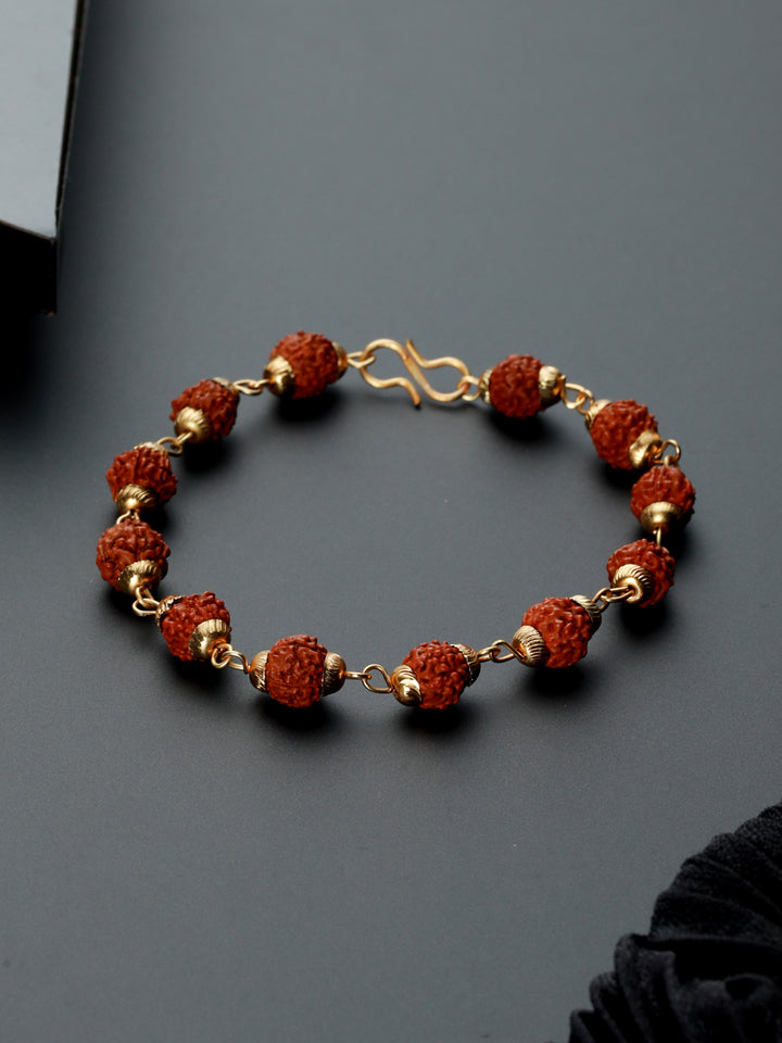 Bold by Priyaasi Rudraksha Link Gold-Plated Bracelet for Men