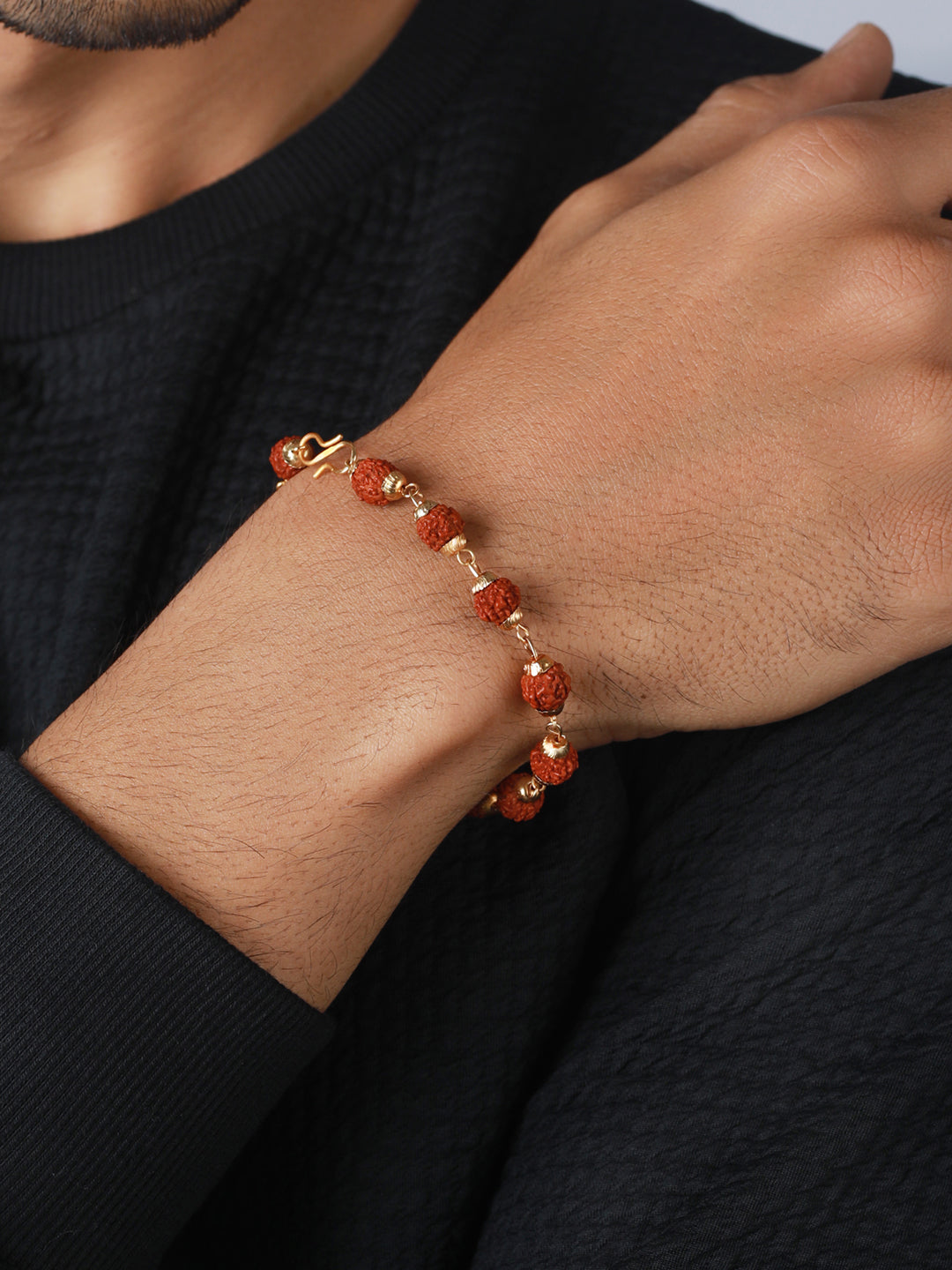 Bold by Priyaasi Rudraksha Link Gold-Plated Bracelet for Men