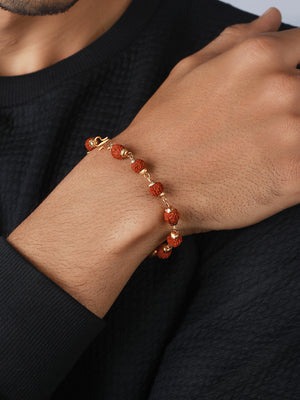 Bold by Priyaasi Rudraksha Link Gold-Plated Bracelet for Men