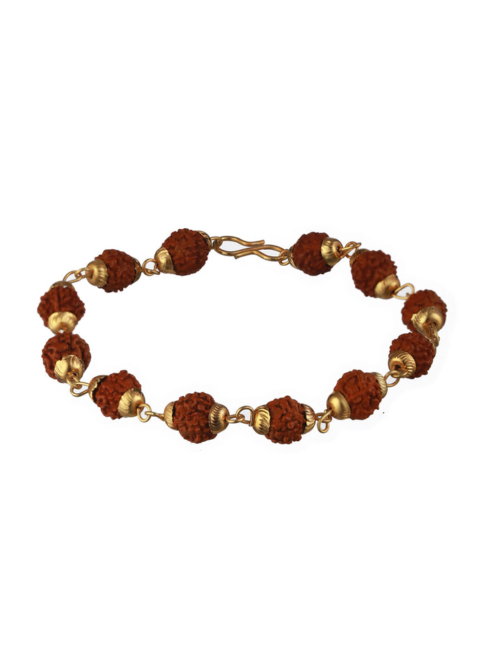 Bold by Priyaasi Rudraksha Link Gold-Plated Bracelet for Men