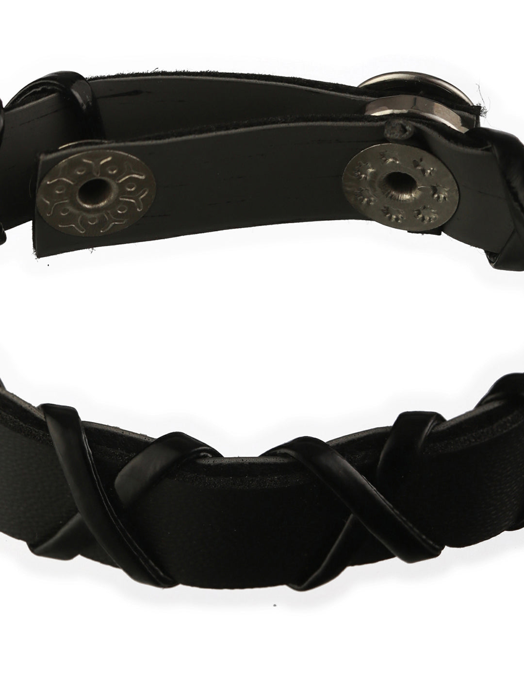 Bold by Priyaasi Black Cross PU Wraparound Bracelet for Men