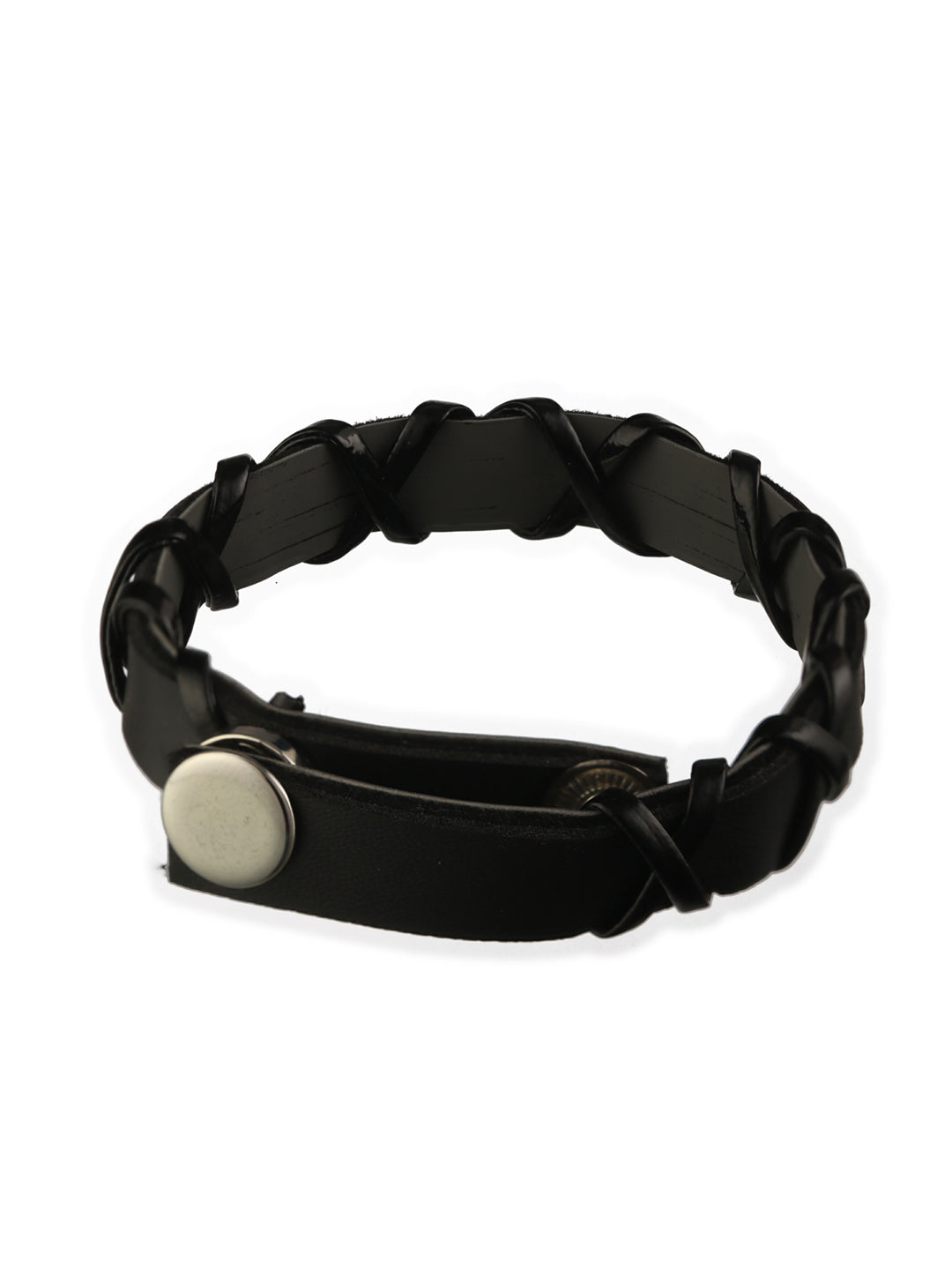 Bold by Priyaasi Black Cross PU Wraparound Bracelet for Men