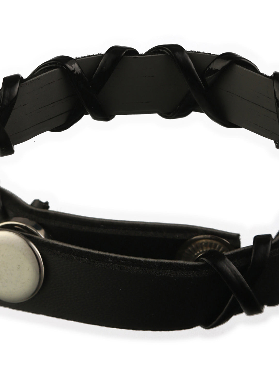 Bold by Priyaasi Black Cross PU Wraparound Bracelet for Men