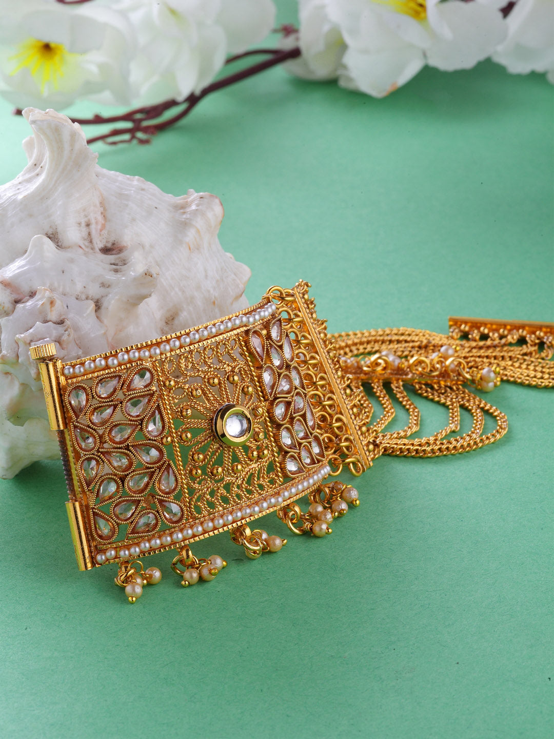 Kundan Studded Gold-Plated Bracelet