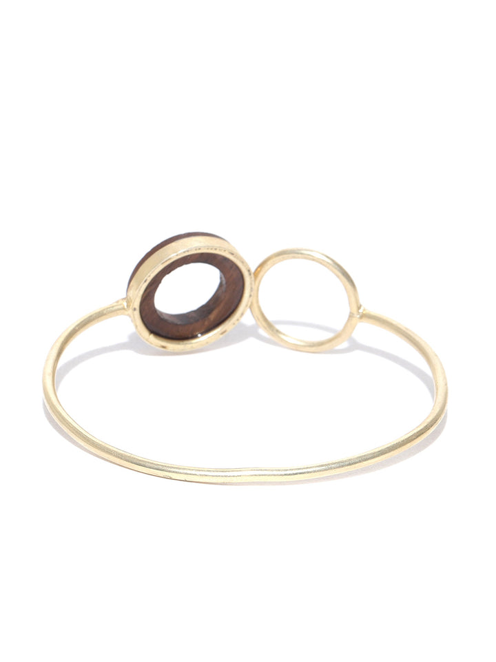 Brown Gold-Plated Teak Wood Ring Bracelet