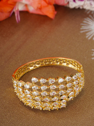 Gold-Plated American Diamond Studded Kada Bracelet