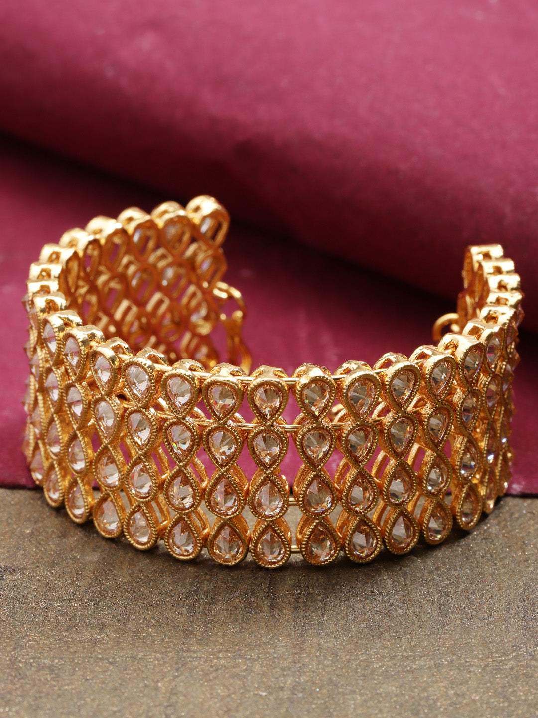 Party Wear Gold Plated Tear Drop Shape Bracelet For Women And Girls