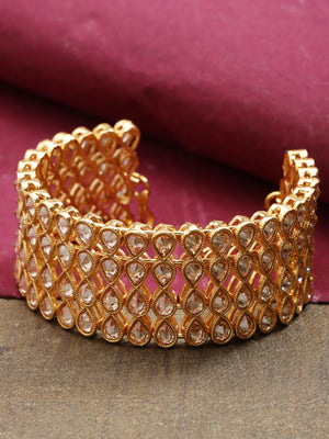 Party Wear Gold Plated Tear Drop Shape Bracelet For Women And Girls
