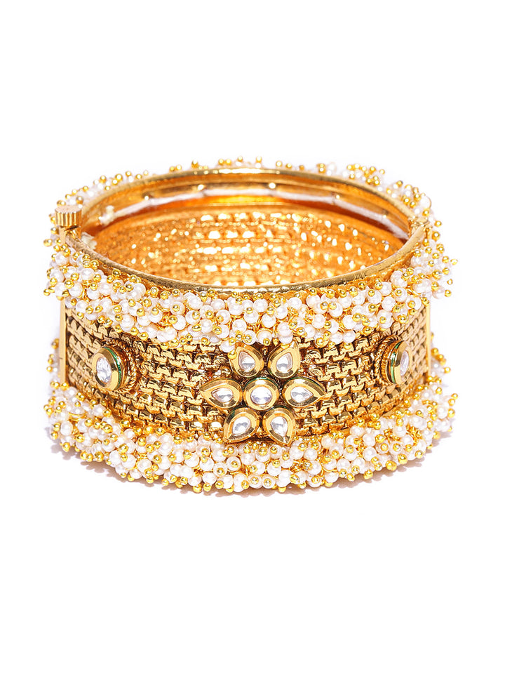 Traditional Gold Plated Broad Bracelet with Bajra Moti For Women And Girls