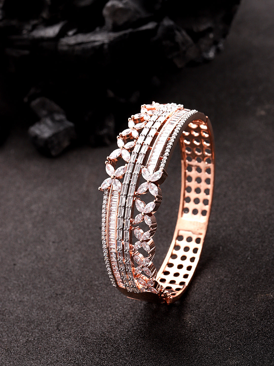 Buy Karatcart Rose Gold Plated American Diamond Studded Bracelet for Women  online from Karat Cart