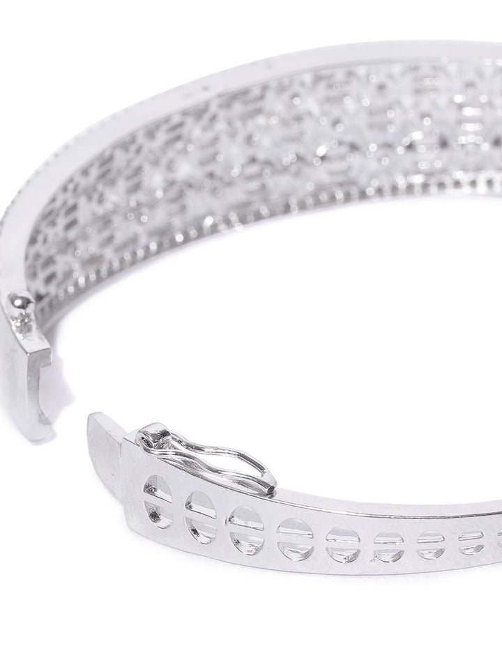 Crystal Glow - American Diamond Silver-Plated Kada Bracelet