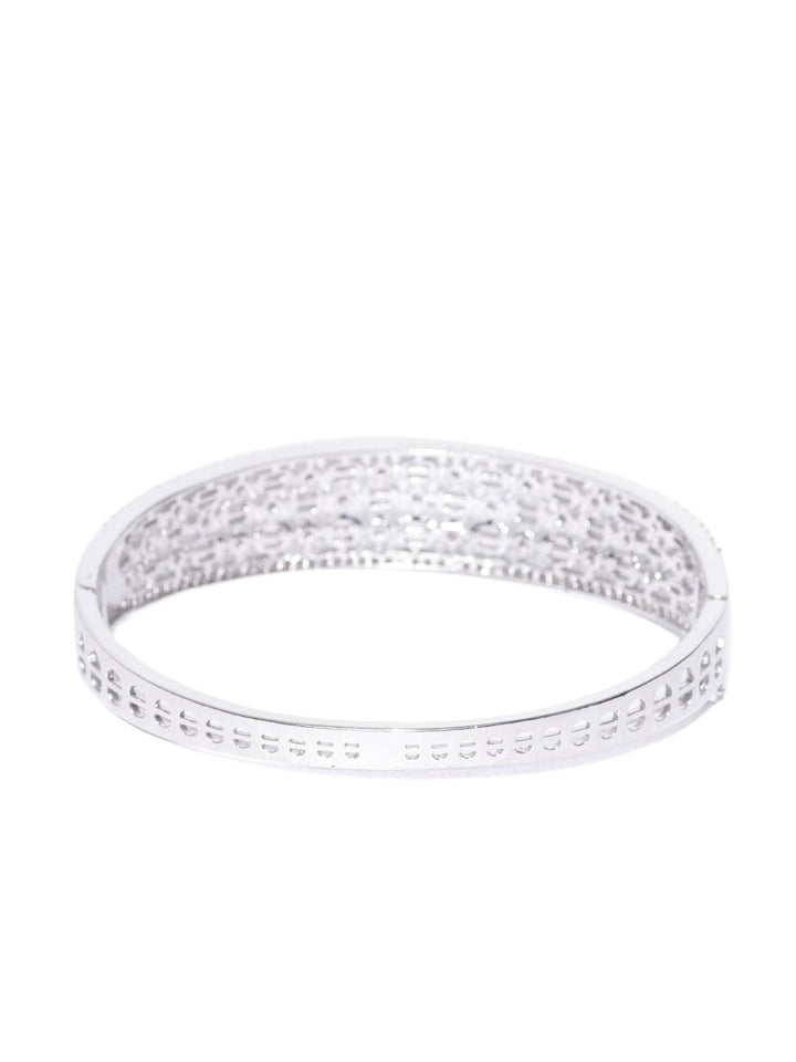 Crystal Glow - American Diamond Silver-Plated Kada Bracelet