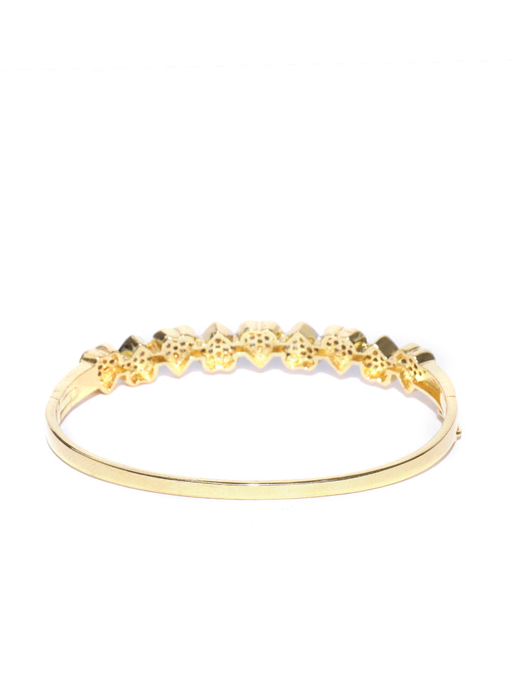 Priyaasi Gold-Plated American Diamond Studded Bracelet With Finger Ring in Heart Pattern