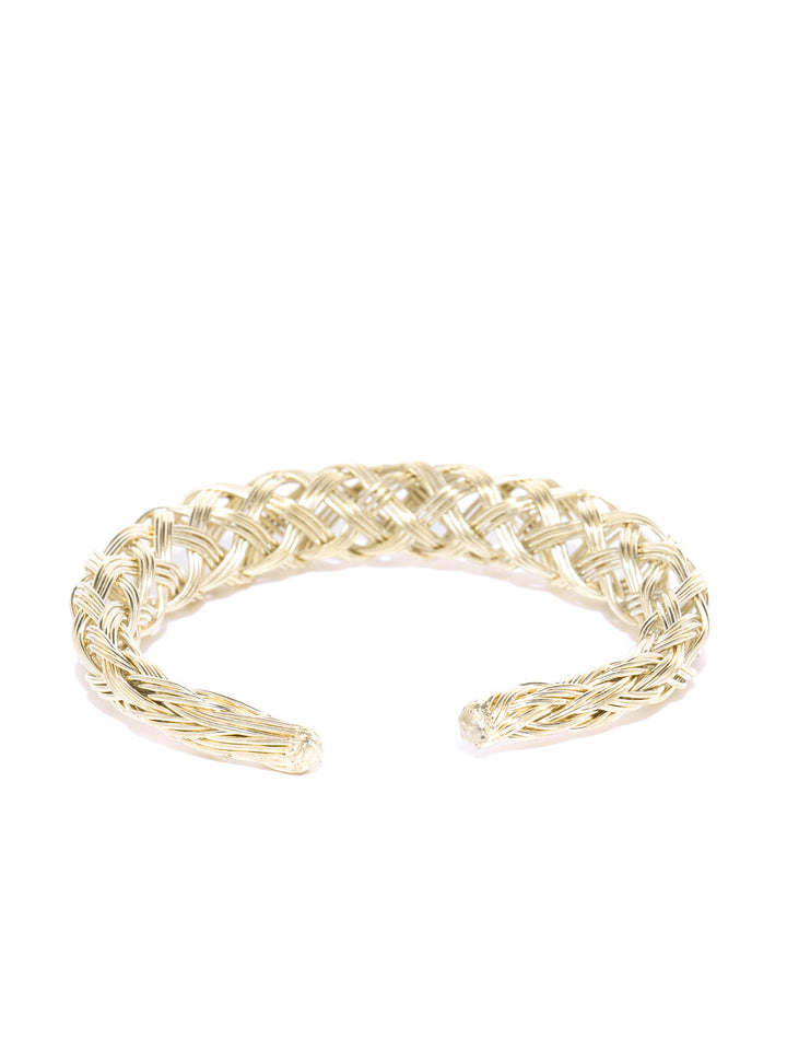 Gold-Plated Hollow Mesh Design Kada Bracelet For Women