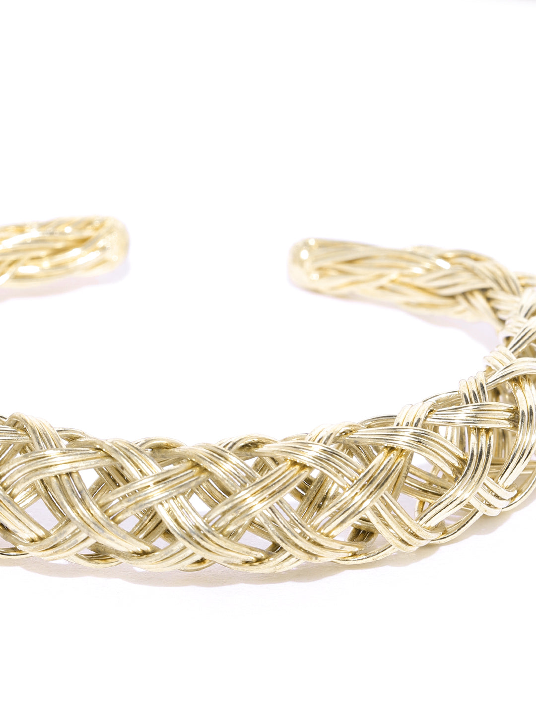 Gold-Plated Hollow Mesh Design Kada Bracelet For Women