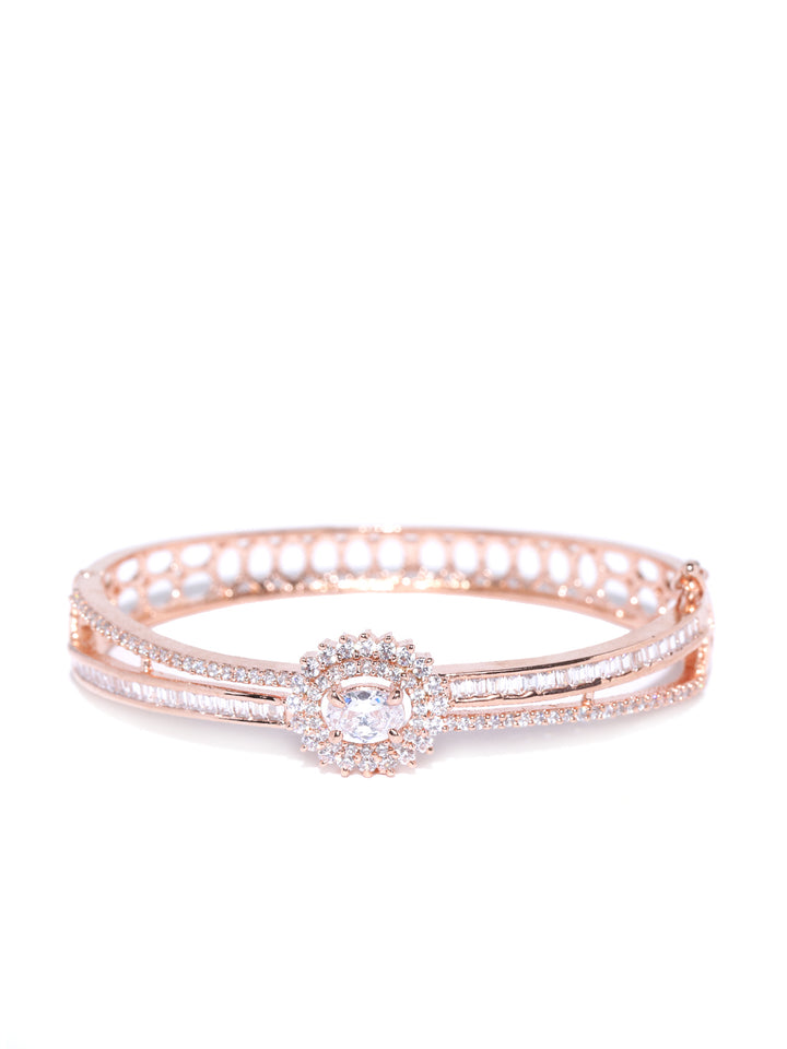 Priyaasi Rose Gold-Plated American Diamond Studded Bracelet