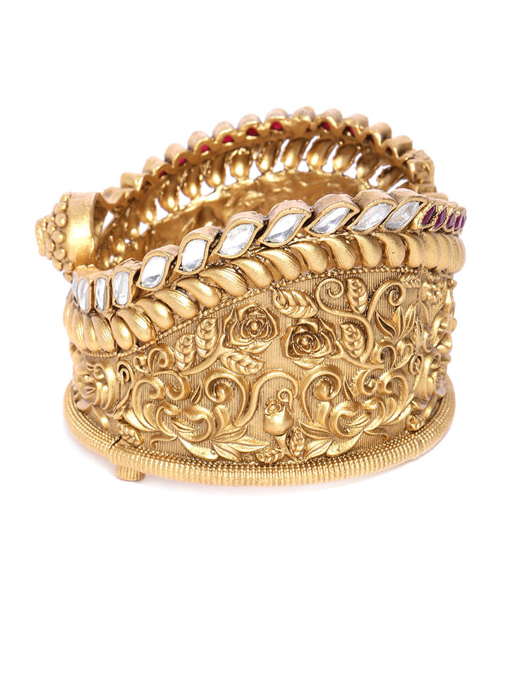 Manjari - Floral Gold-Plated Kundan Bracelet