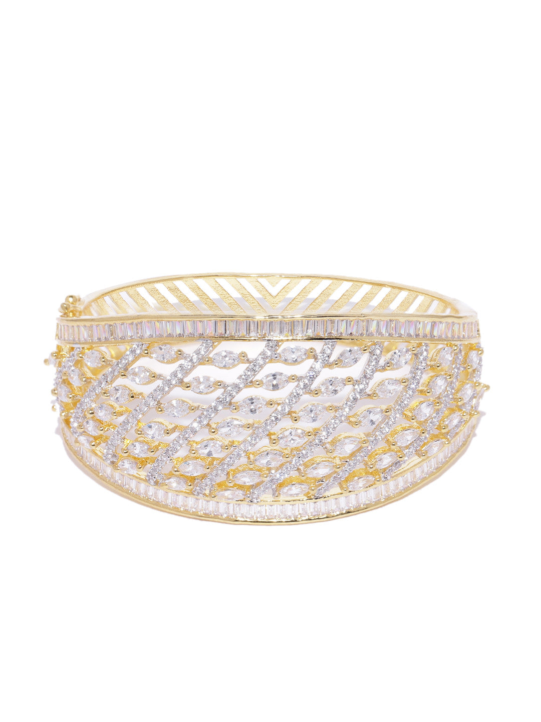 Gold-Plated American Diamond Studded Kada Bracelet