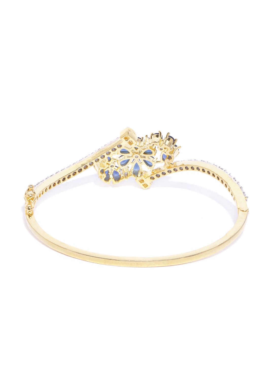 Gold Plated Blue Floral American Diamond Bracelet