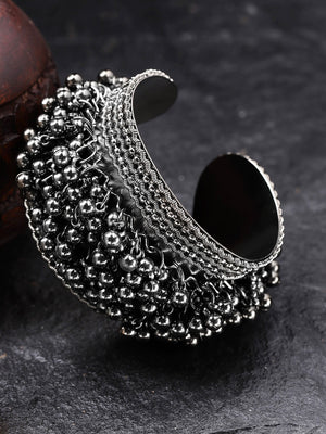 Grey Coloured Ghangroo Handcrafted Cuff Bracelet