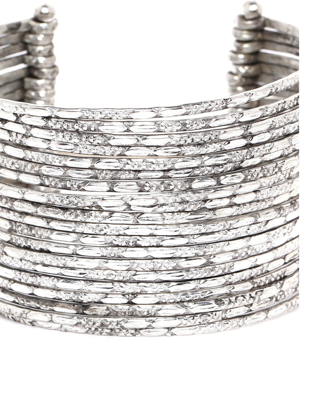 Silver Plated Multi Bangles Like Cuff Bracelet