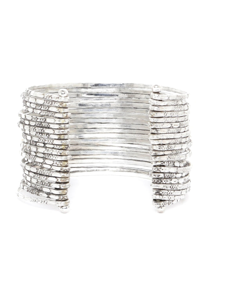 Silver Plated Multi Bangles Like Cuff Bracelet