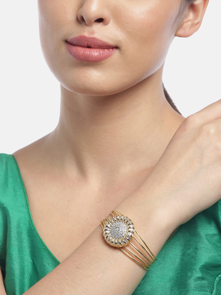 Gold Plated Stone Studded Cuff Bracelet