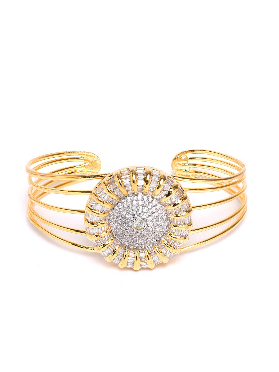 Gold Plated Stone Studded Cuff Bracelet