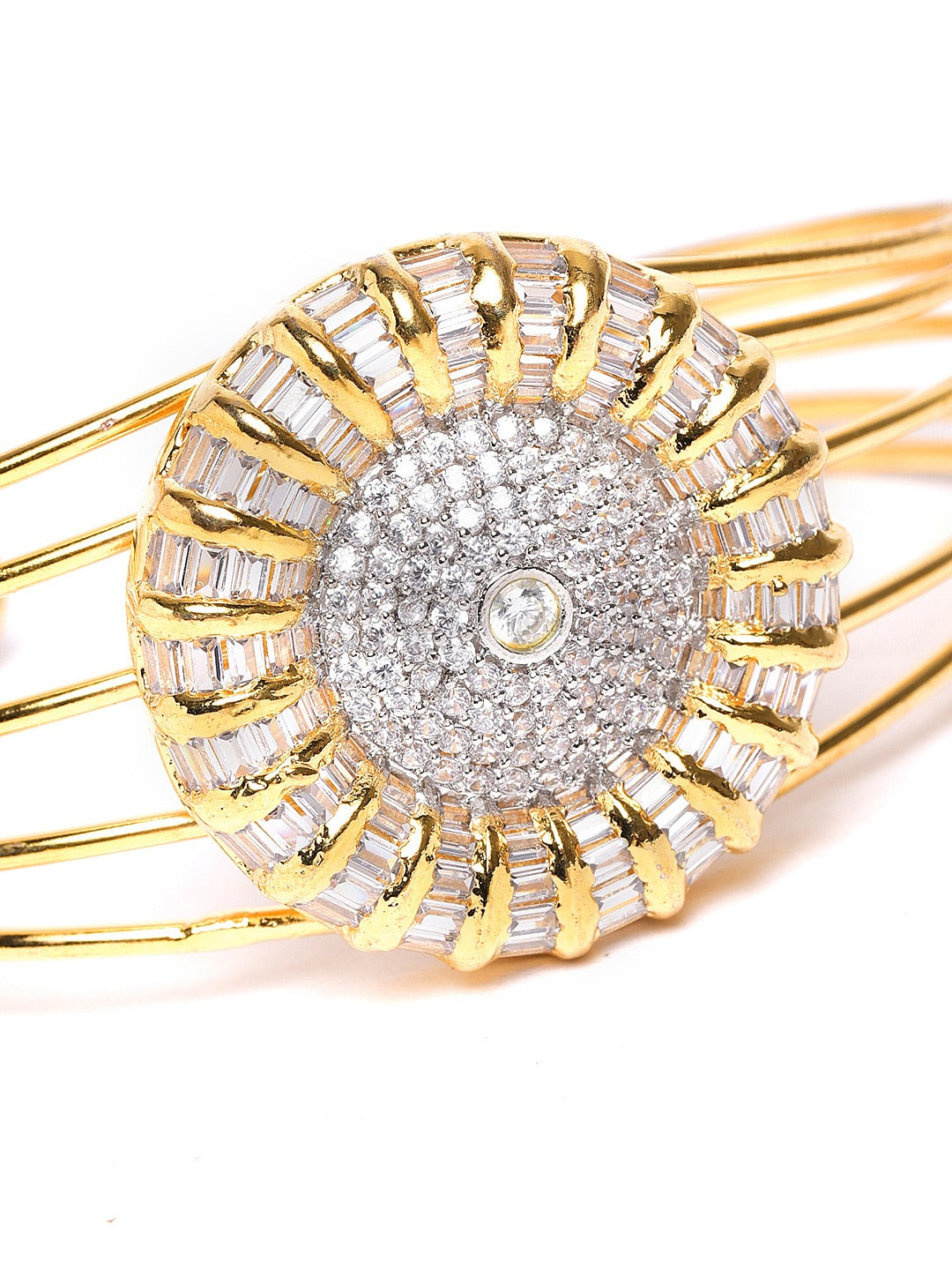 Gold Plated Stone Studded Cuff Bracelet